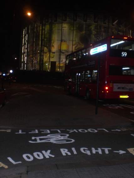 Watch out for bike lanes, too! (BFI imax in the background.)