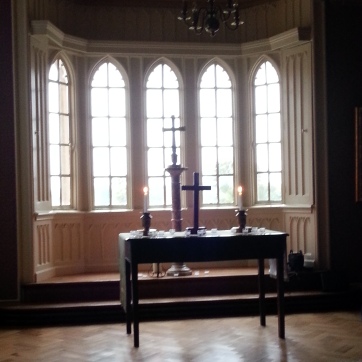 The Chapel in Cumberland Lodge. (Note: this space was used as the King's bedroom in the King's Speech.)